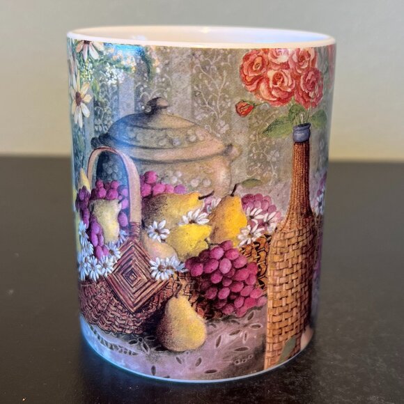 Vintage LANG & WISE “Roses and Pears” Ceramic Mug ~ Artwork by Anna Krajewski - Picture 5 of 13